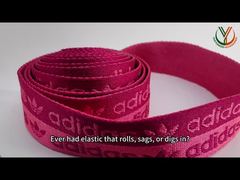Assista: Faixa elástica jacquard de duas cores personalizada usando vitrine de poliéster e nylon spandex