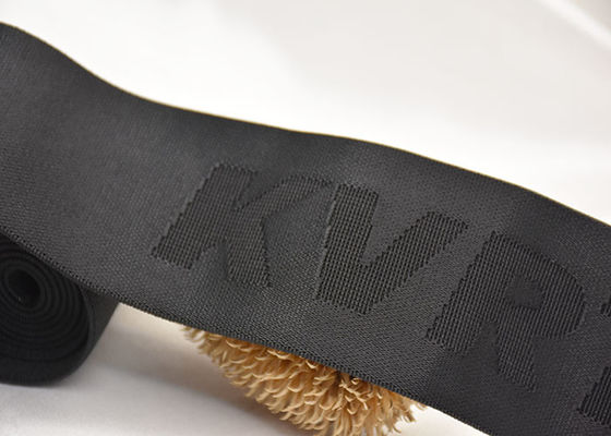 Faixa de elástico marcada feita sob encomenda do jacquard do logotipo 52mm com material tomado partido dobro