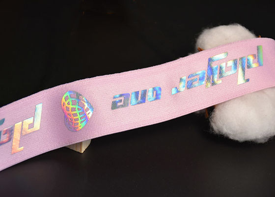 Faixa elástica do Webbing da calças 30mm dos vestuários com logotipo brilhante impresso de TPU